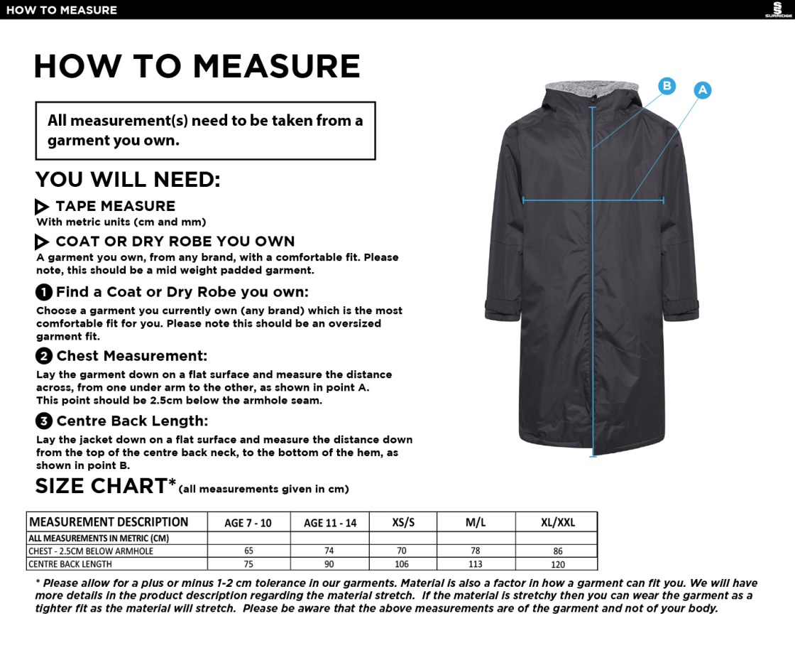 Lymington CC - Active Thermal Fleece Robe - Size Guide