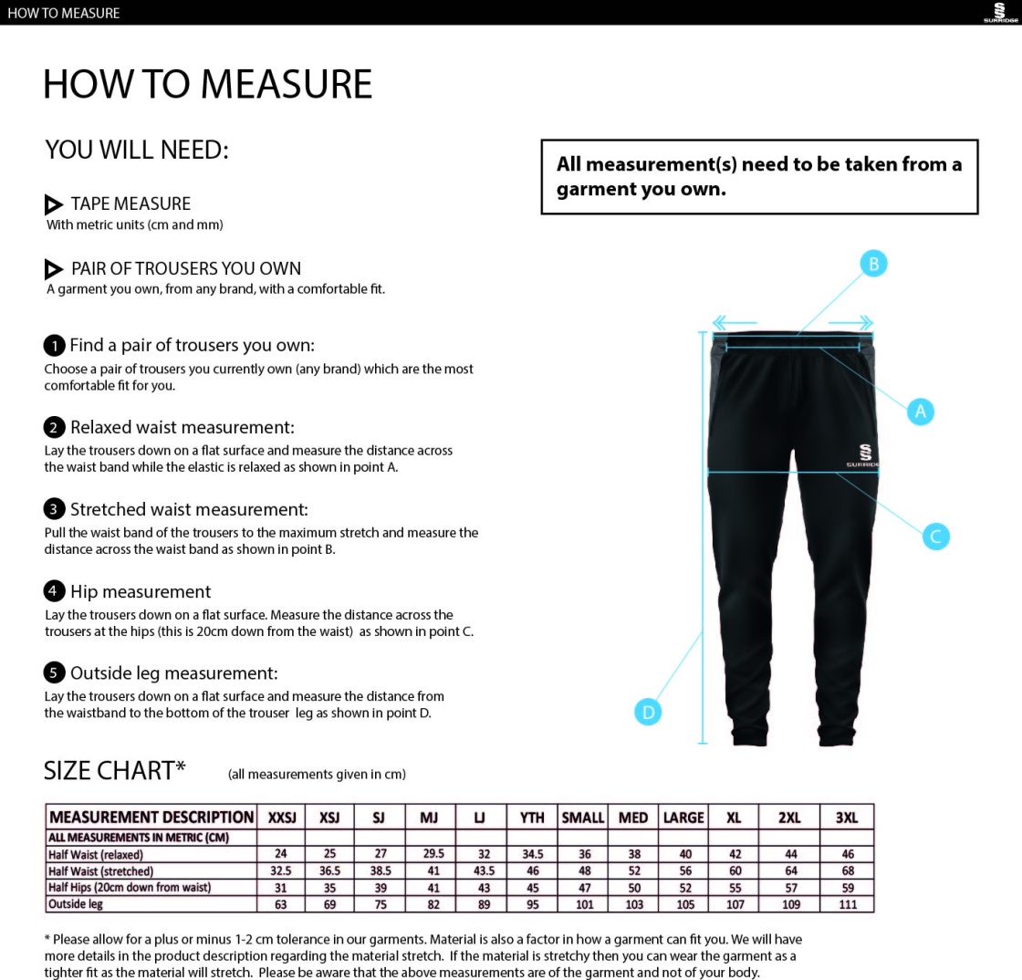 Lymington CC - Skinny Pant - Size Guide