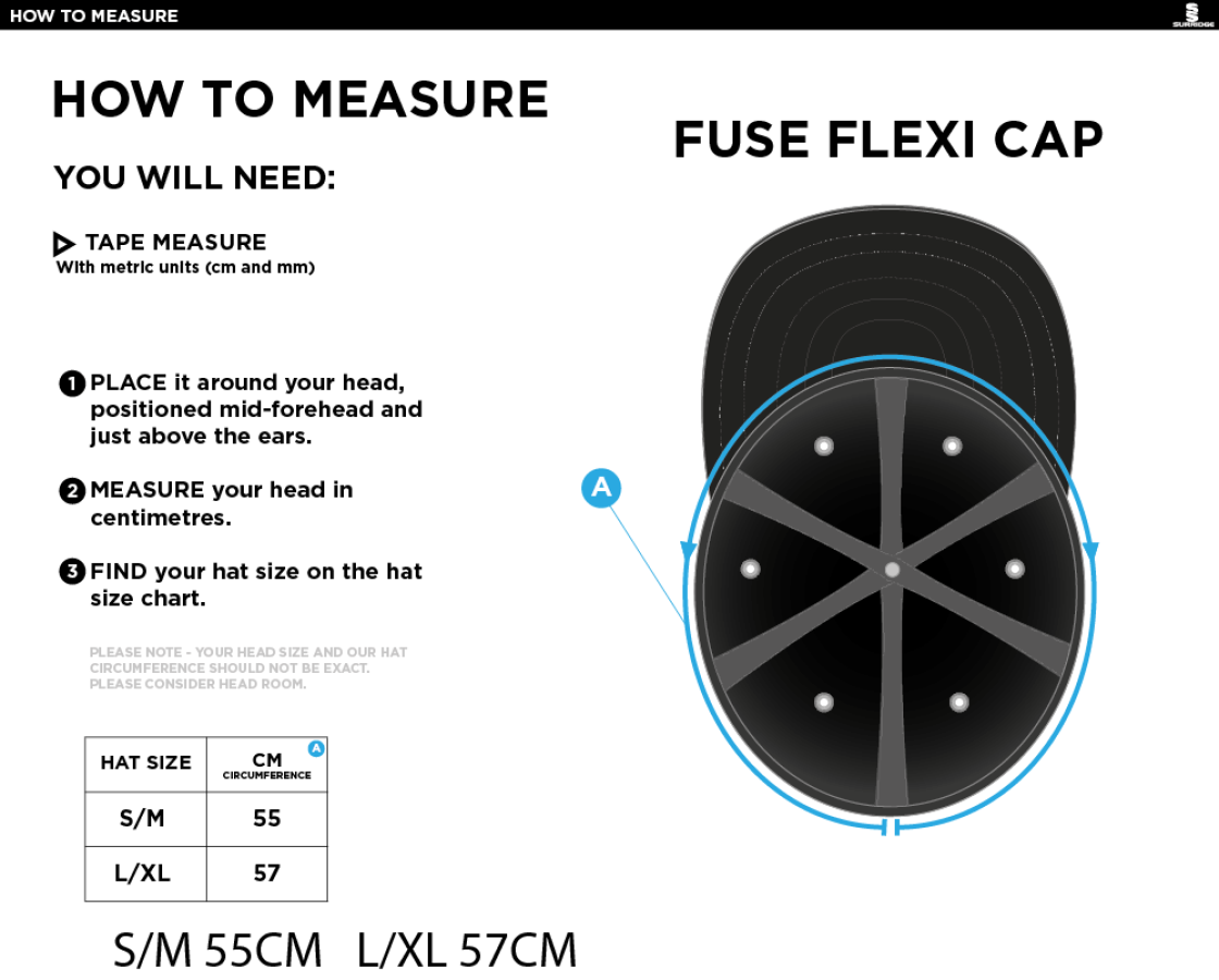 Lymington CC - Fuse Flexi Fit Cap - Size Guide
